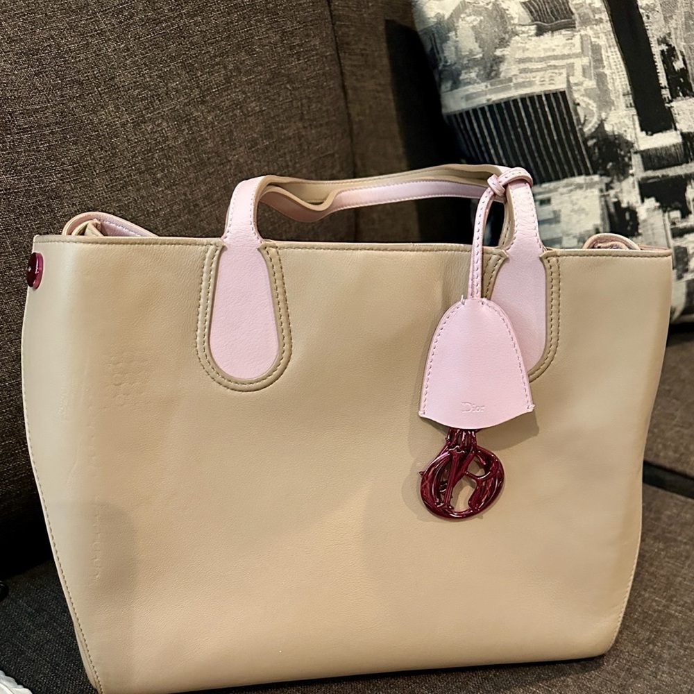 Christian Dior Addict Beige and Light Pink Tote Bag